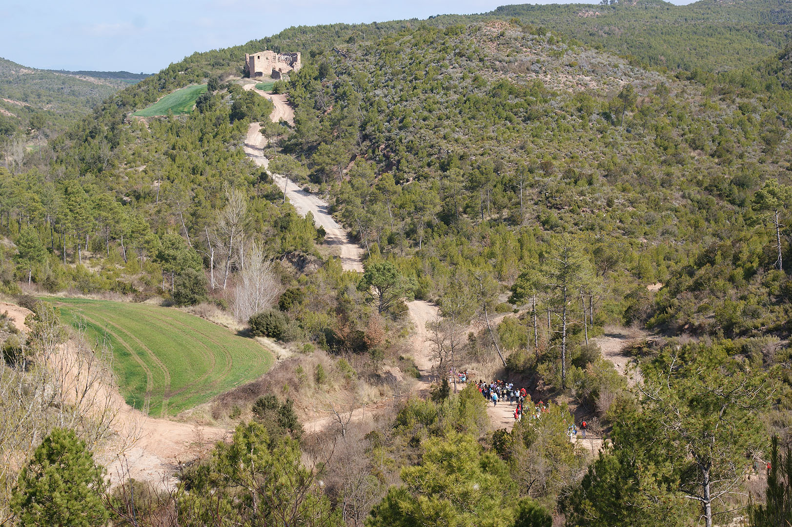 Els primers ja han arribat al punt mes baix i comencen a pujar per una pista un xic costeruda.